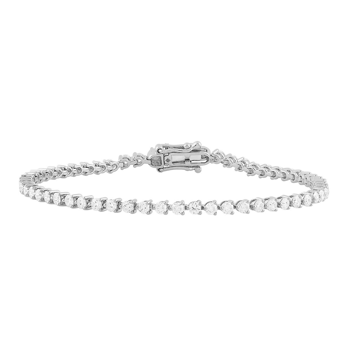 LADIES BRACELET 3CT ROUND DIAMOND 14K WHITE GOLD...