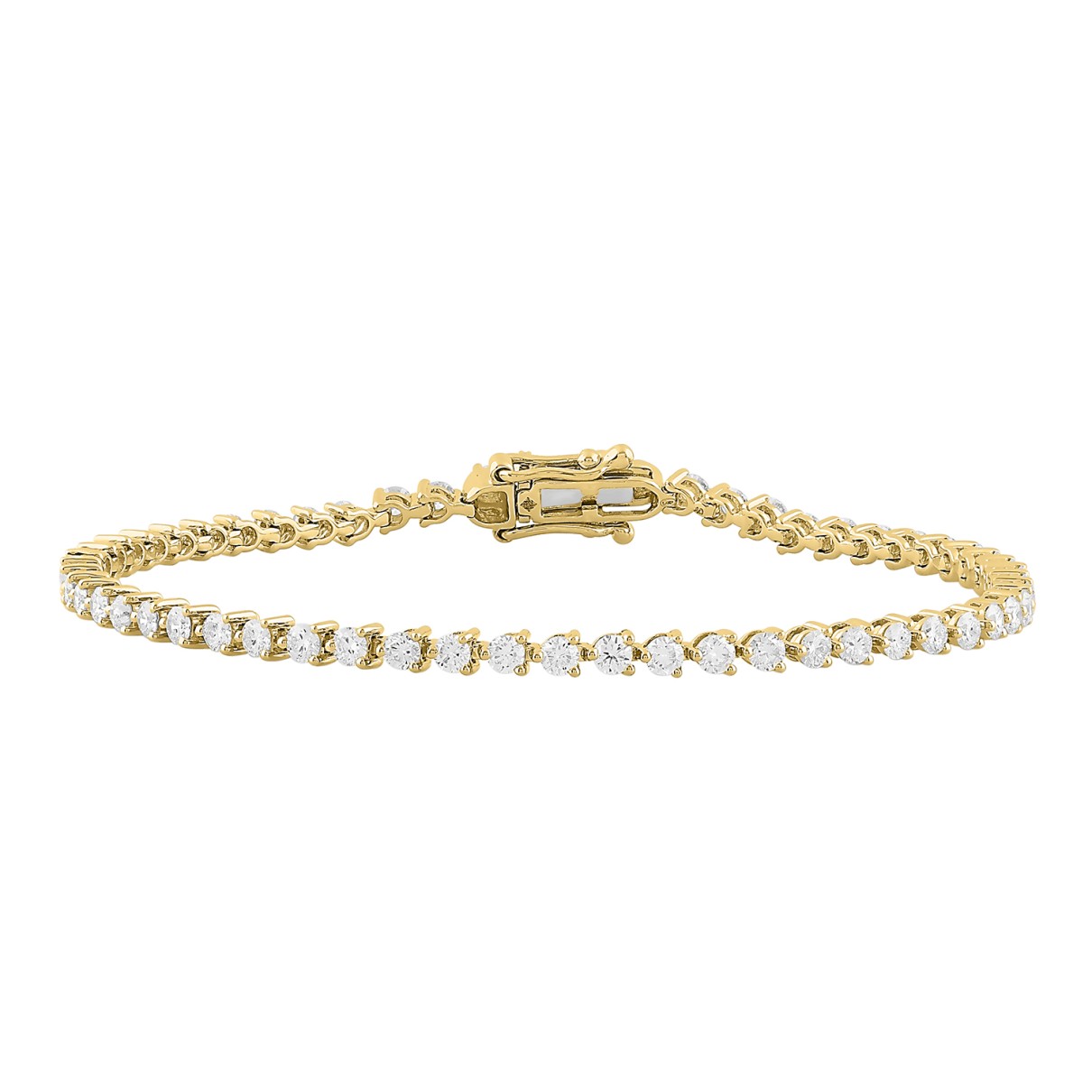 LADIES BRACELET 3CT ROUND DIAMOND 14K YELLOW GOLD...