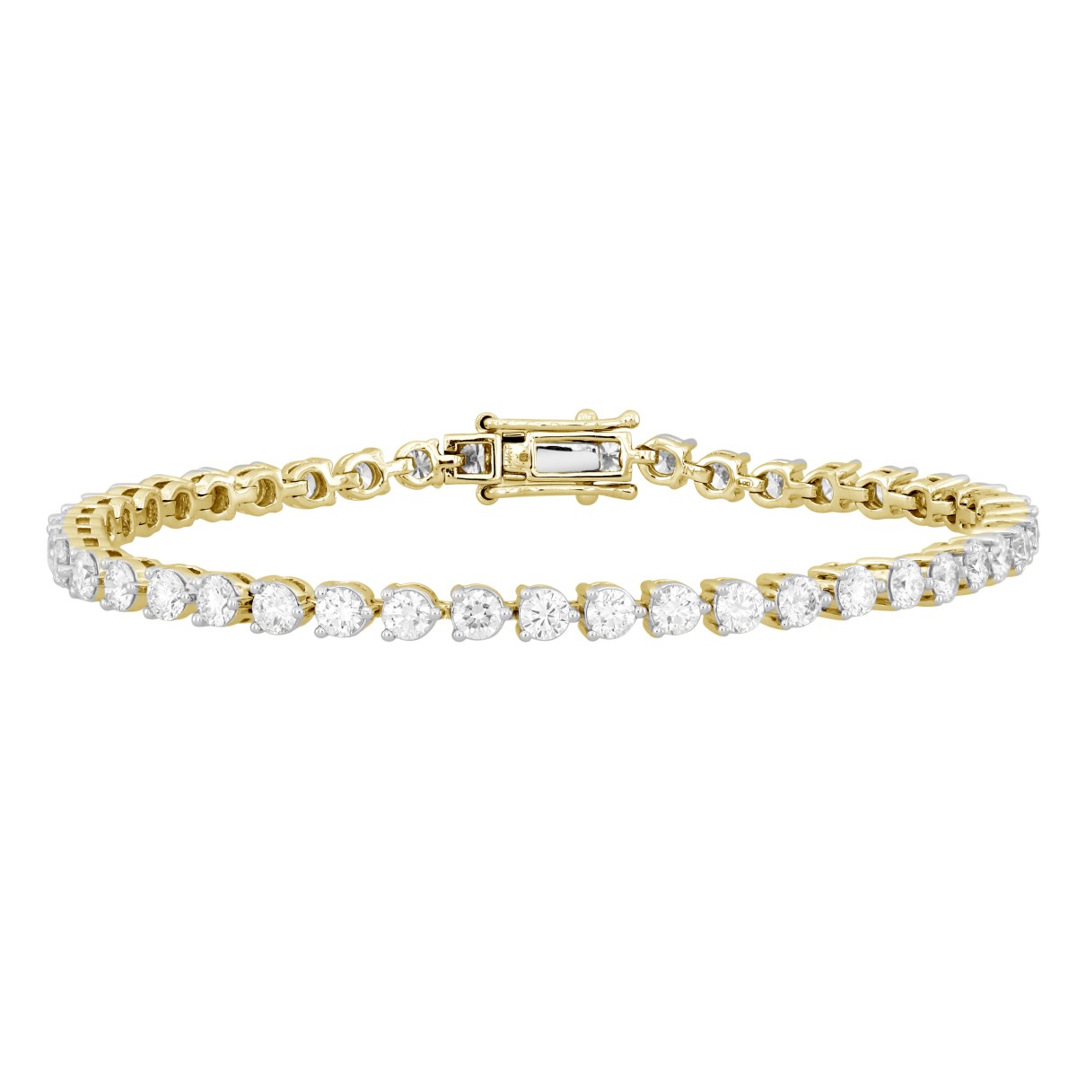 LADIES BRACELET 5CT ROUND DIAMOND 14K YELLOW GOLD