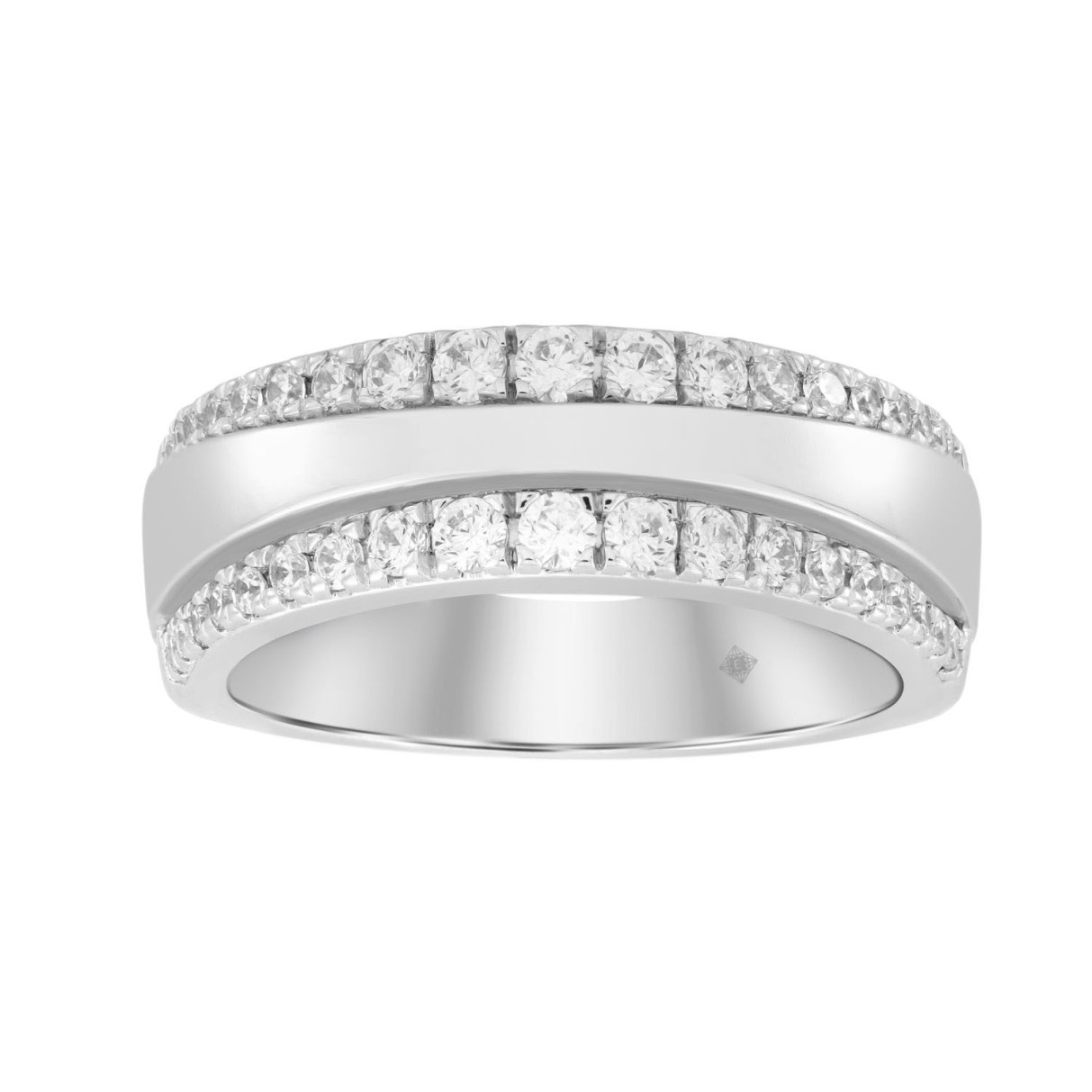 14K WHITE GOLD 3/4CT ROUND DIAMOND MEN'S BAND