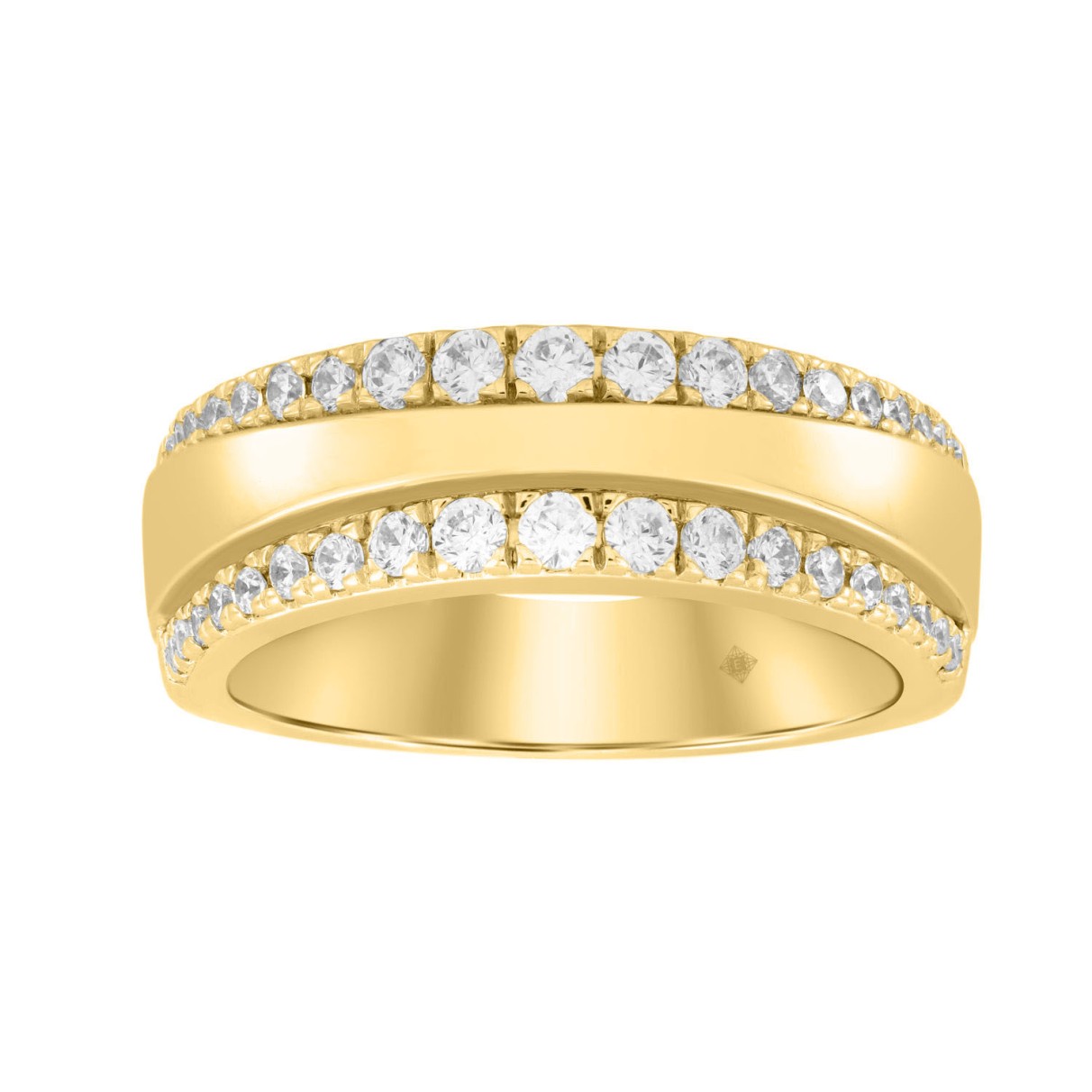 14K YELLOW GOLD 3/4CT ROUND DIAMOND MEN'S BAND...