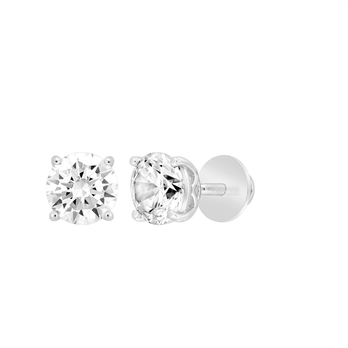 LADIES SOLITAIRE EARRINGS  4CT ROUND DIAMOND 14K WHITE GOLD