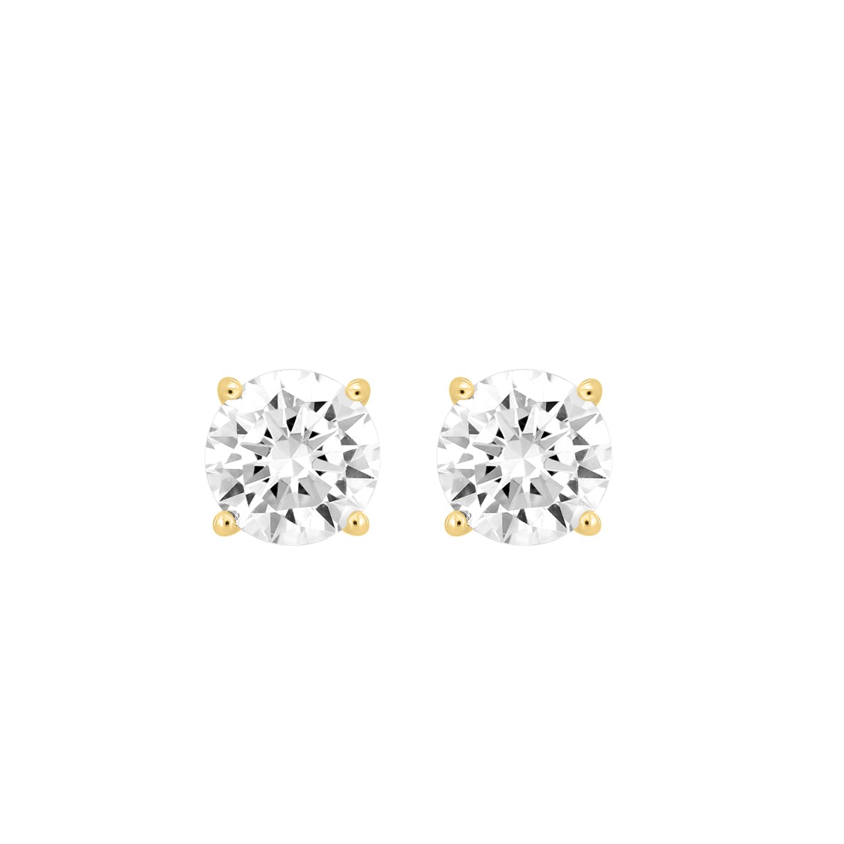 LADIES SOLITAIRE EARRINGS  4CT ROUND DIAMOND 14K YELLOW GOLD (CENTER STONE  ROUND DIAMOND 2.00CT)