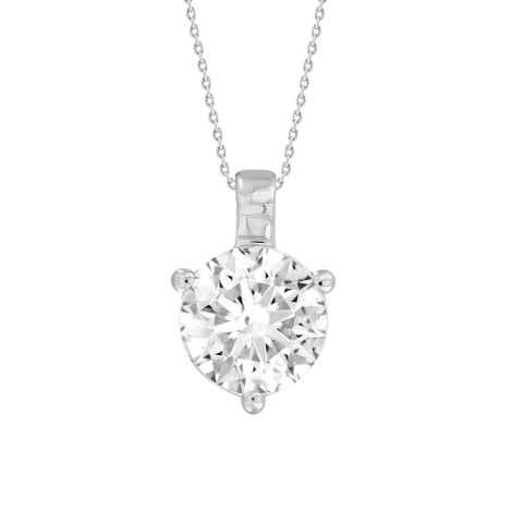 14K WHITE GOLD 1CT ROUND DIAMOND LADIES SOLITAIRE PENDANT WITH CHAIN (CENTER STONE ROUND DIAMOND 1CT )