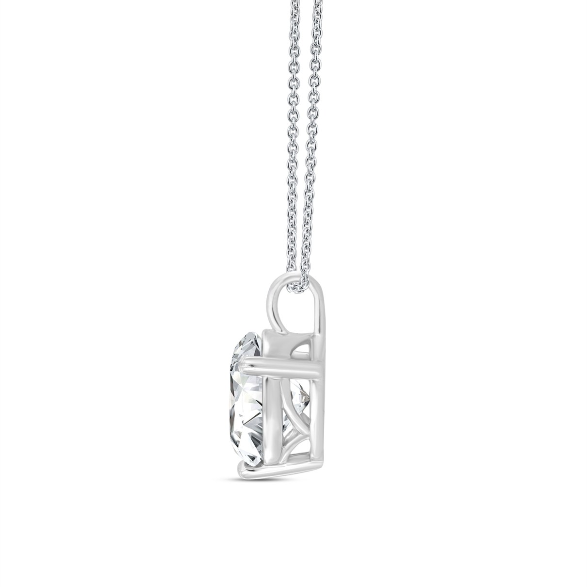 14K WHITE GOLD 1CT ROUND DIAMOND LADIES SOLITAIRE PENDANT WITH CHAIN (CENTER STONE ROUND DIAMOND 1CT )