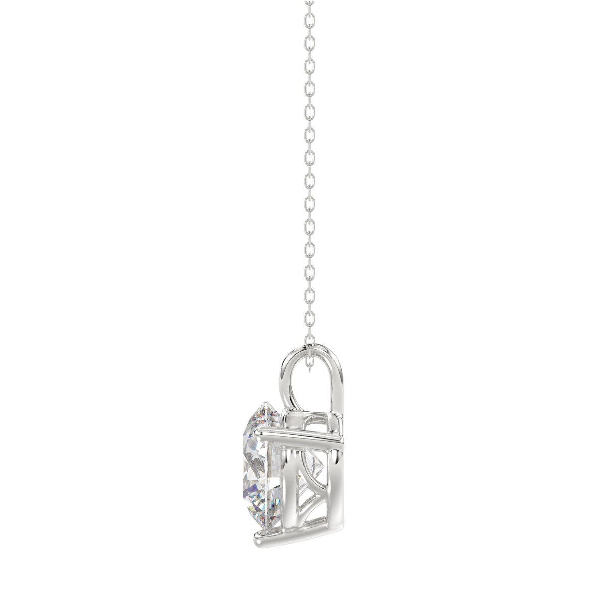 14K WHITE GOLD 1CT ROUND DIAMOND LADIES SOLITAIRE PENDANT WITH CHAIN (CENTER STONE ROUND DIAMOND 1CT )