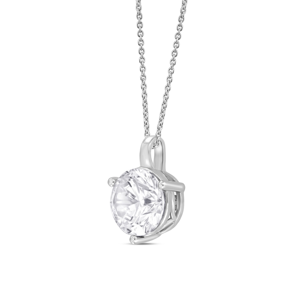 14K WHITE GOLD 1CT ROUND DIAMOND LADIES SOLITAIRE PENDANT WITH CHAIN (CENTER STONE ROUND DIAMOND 1CT )