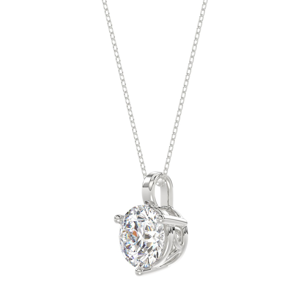 14K WHITE GOLD 1CT ROUND DIAMOND LADIES SOLITAIRE PENDANT WITH CHAIN (CENTER STONE ROUND DIAMOND 1CT )