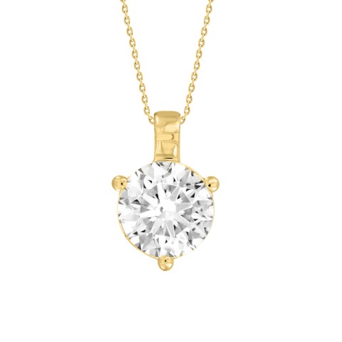 14K YELLOW GOLD 1CT ROUND DIAMOND LADIES SOLITAIRE PENDANT WITH CHAIN (CENTER STONE ROUND DIAMOND 1CT )