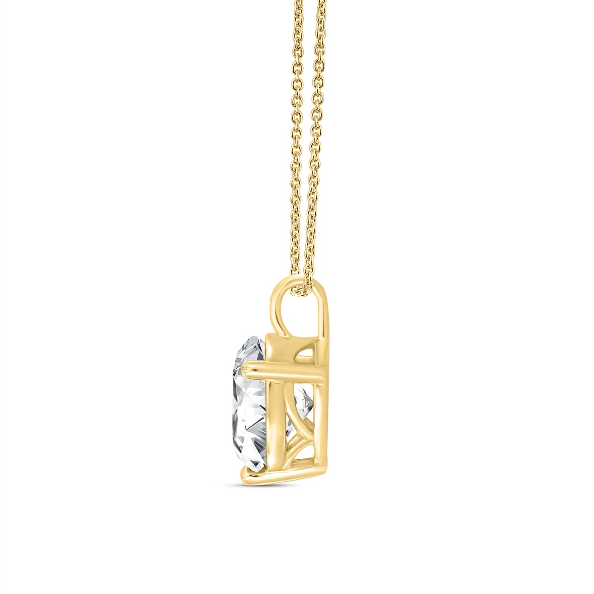 14K YELLOW GOLD 1CT ROUND DIAMOND LADIES SOLITAIRE PENDANT WITH CHAIN (CENTER STONE ROUND DIAMOND 1CT )