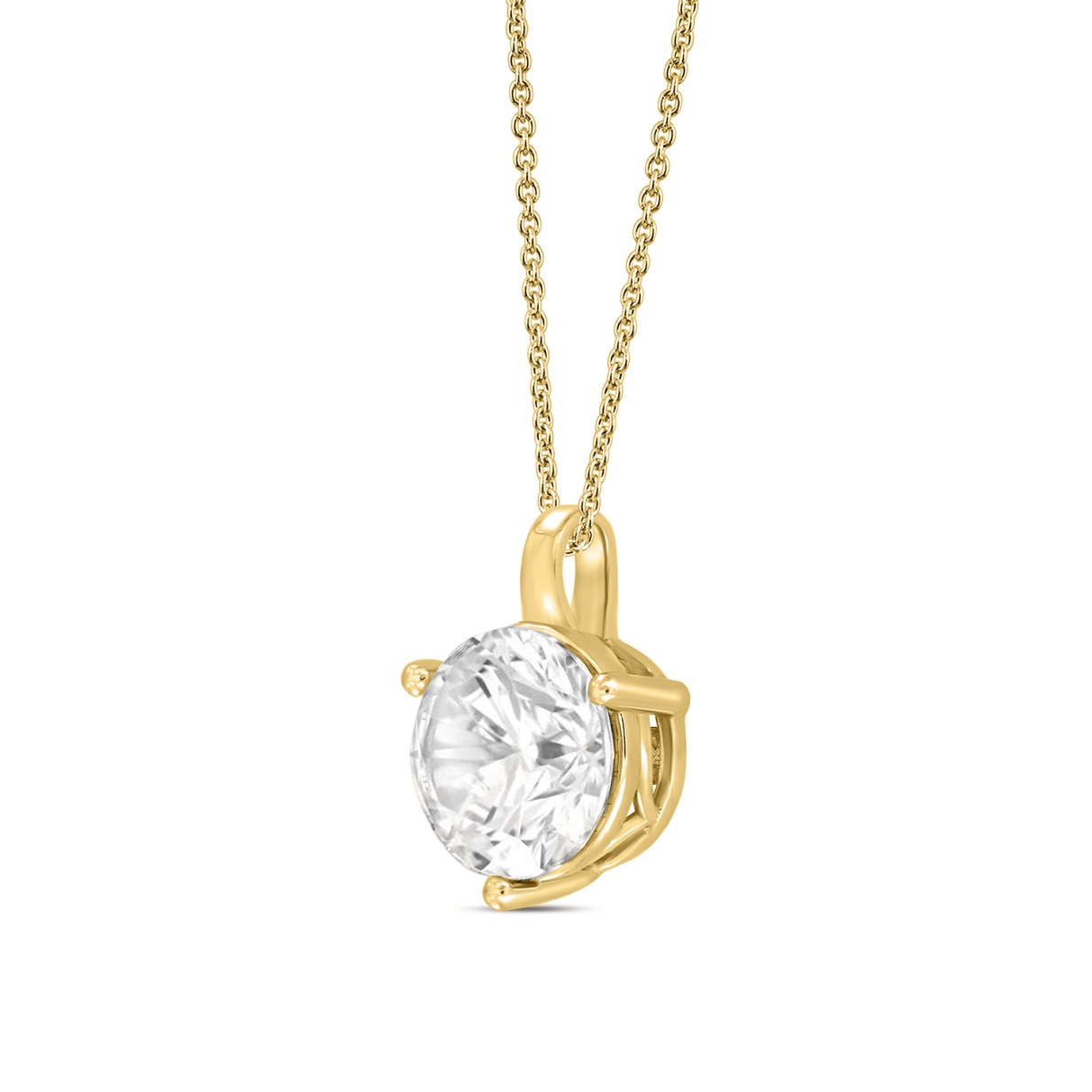 14K YELLOW GOLD 1CT ROUND DIAMOND LADIES SOLITAIRE PENDANT WITH CHAIN (CENTER STONE ROUND DIAMOND 1CT )