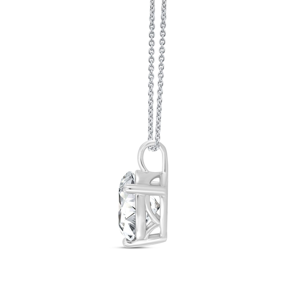 14K WHITE GOLD 1 1/2CT ROUND DIAMOND LADIES SOLITAIRE PENDANT WITH CHAIN