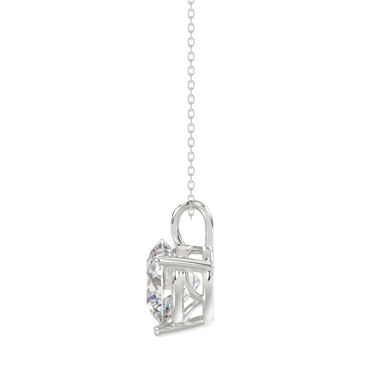 14K WHITE GOLD 1 1/2CT ROUND DIAMOND LADIES SOLITAIRE PENDANT WITH CHAIN