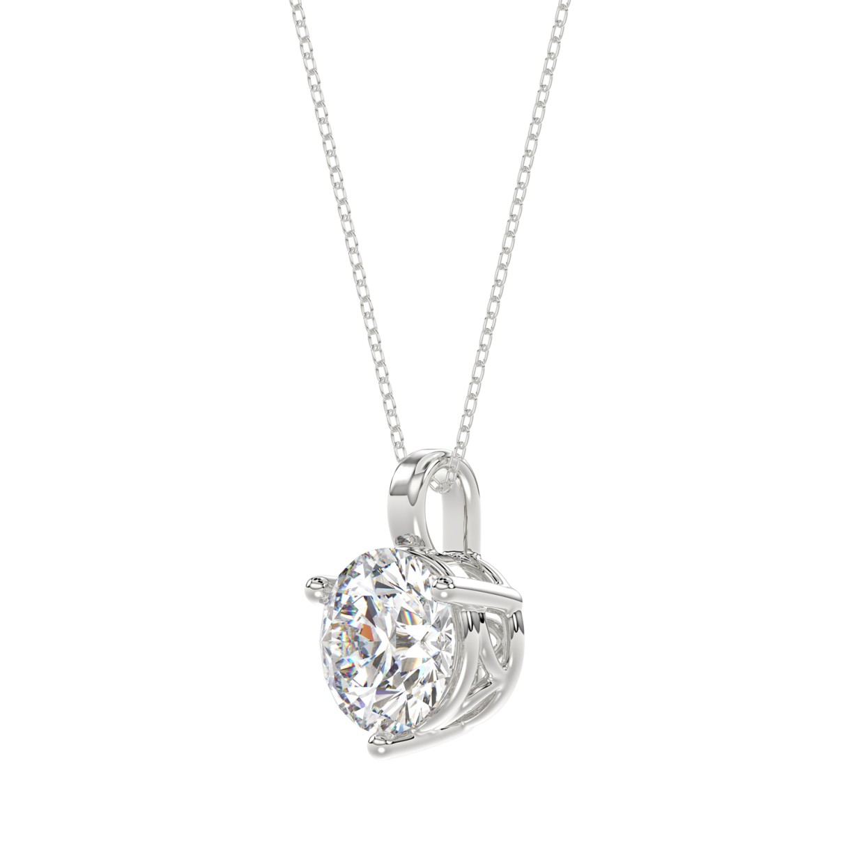 14K WHITE GOLD 1 1/2CT ROUND DIAMOND LADIES SOLITAIRE PENDANT WITH CHAIN