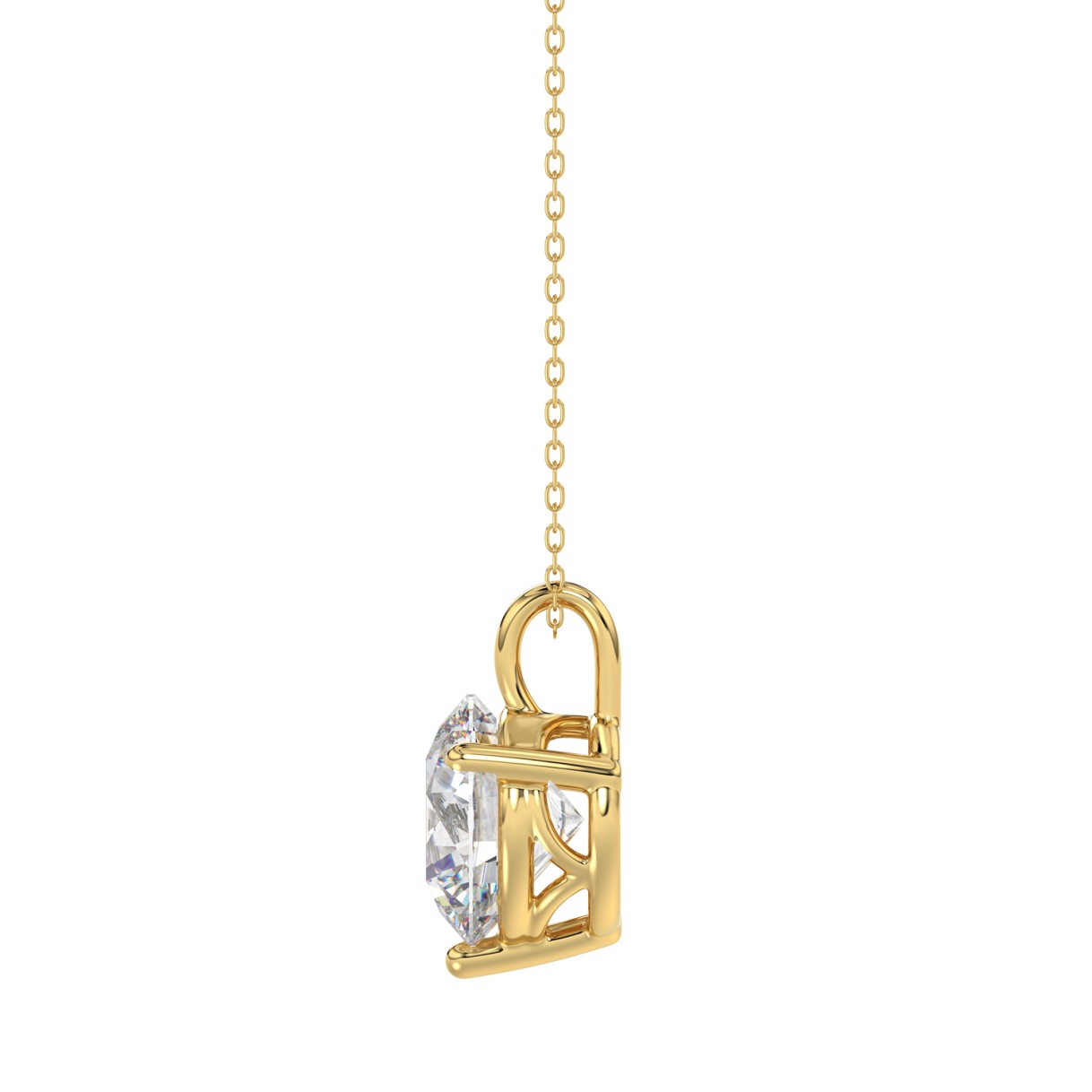 14K YELLOW GOLD 1 1/2CT ROUND DIAMOND LADIES SOLITAIRE PENDANT WITH CHAIN