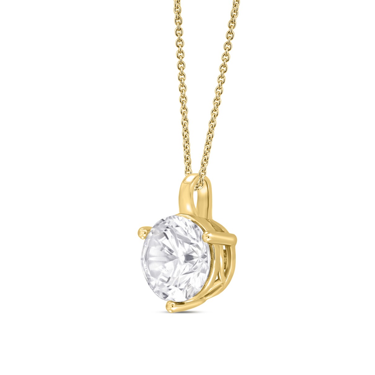 14K YELLOW GOLD 1 1/2CT ROUND DIAMOND LADIES SOLITAIRE PENDANT WITH CHAIN