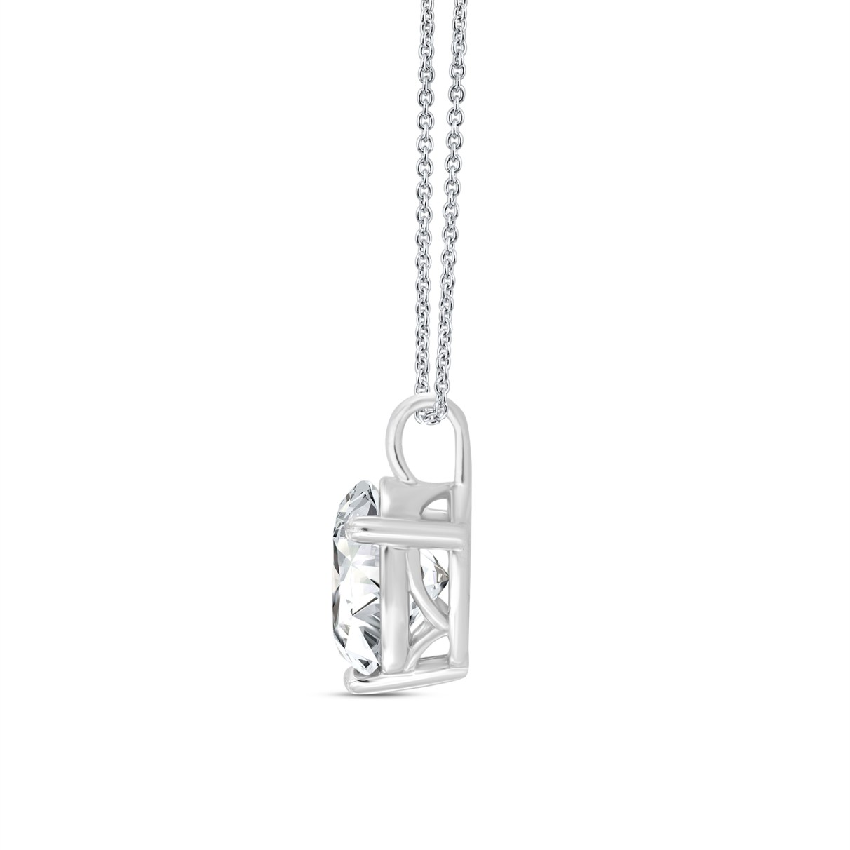 14K WHITE GOLD 2CT ROUND DIAMOND LADIES SOLITAIRE PENDANT WITH CHAIN