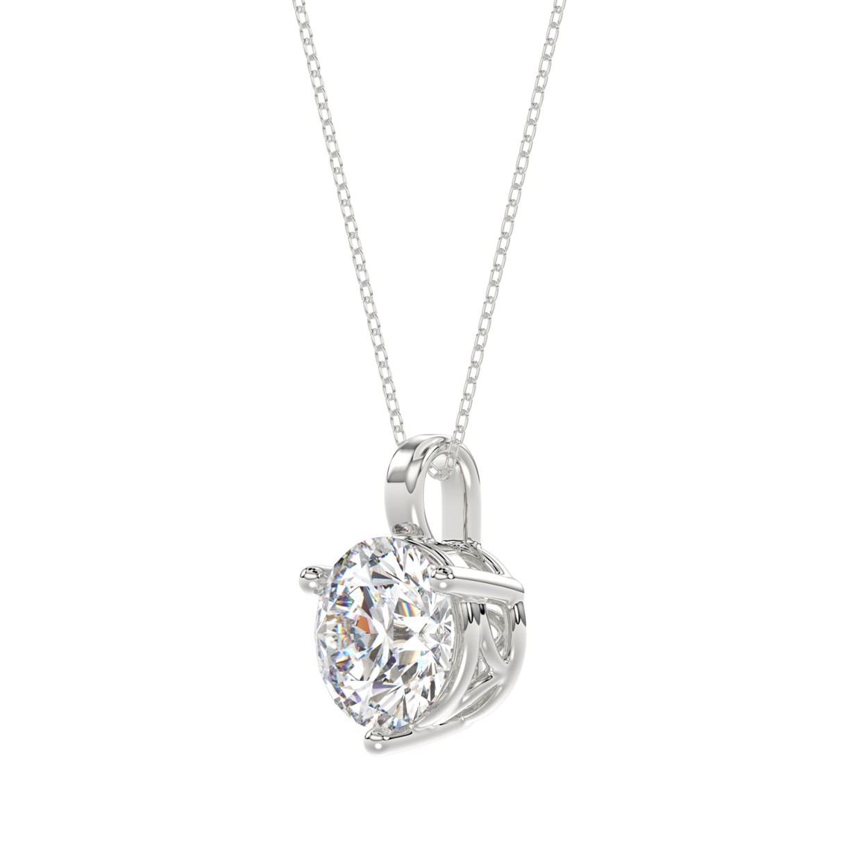 14K WHITE GOLD 2CT ROUND DIAMOND LADIES SOLITAIRE PENDANT WITH CHAIN