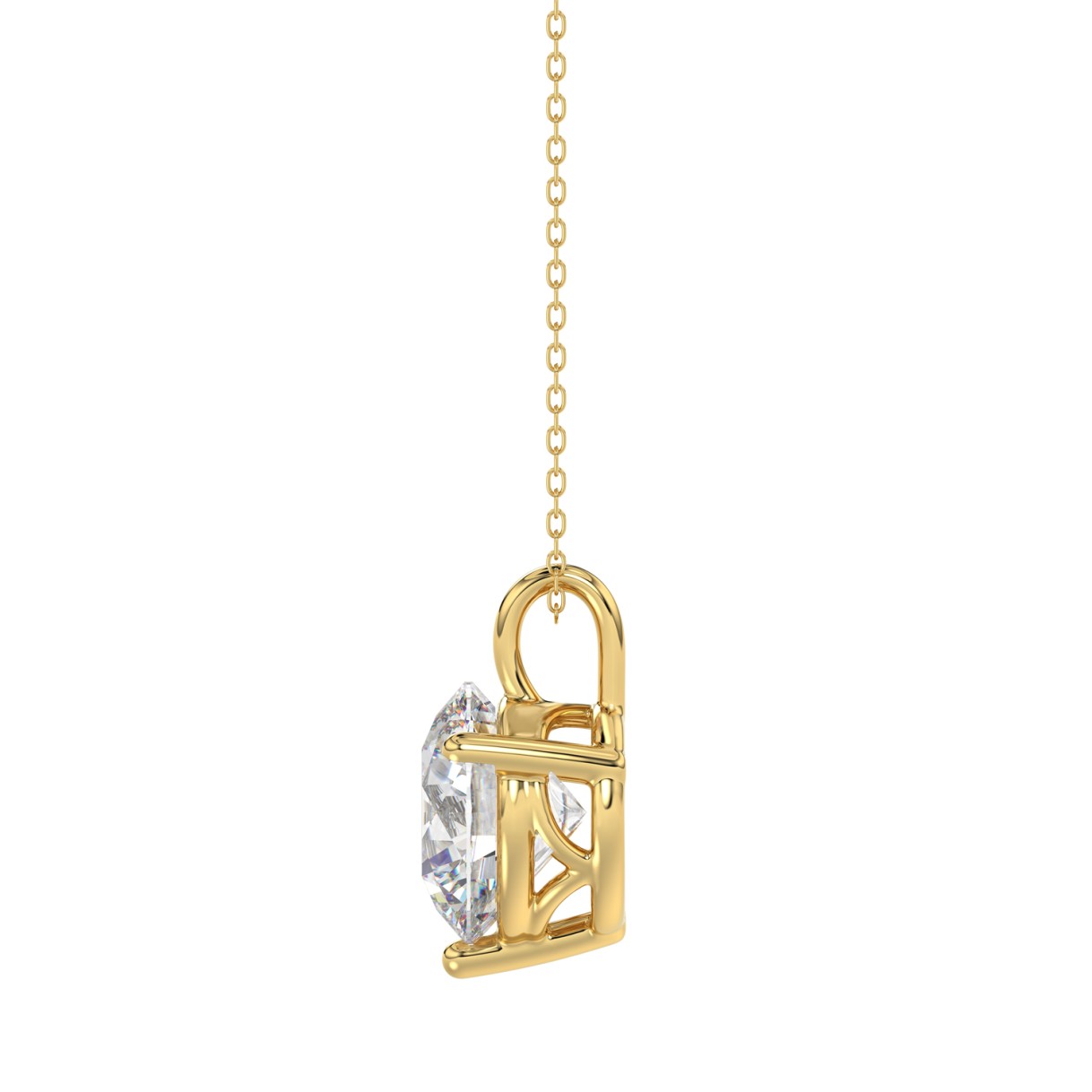 14K YELLOW GOLD 2CT ROUND DIAMOND LADIES SOLITAIRE PENDANT WITH CHAIN