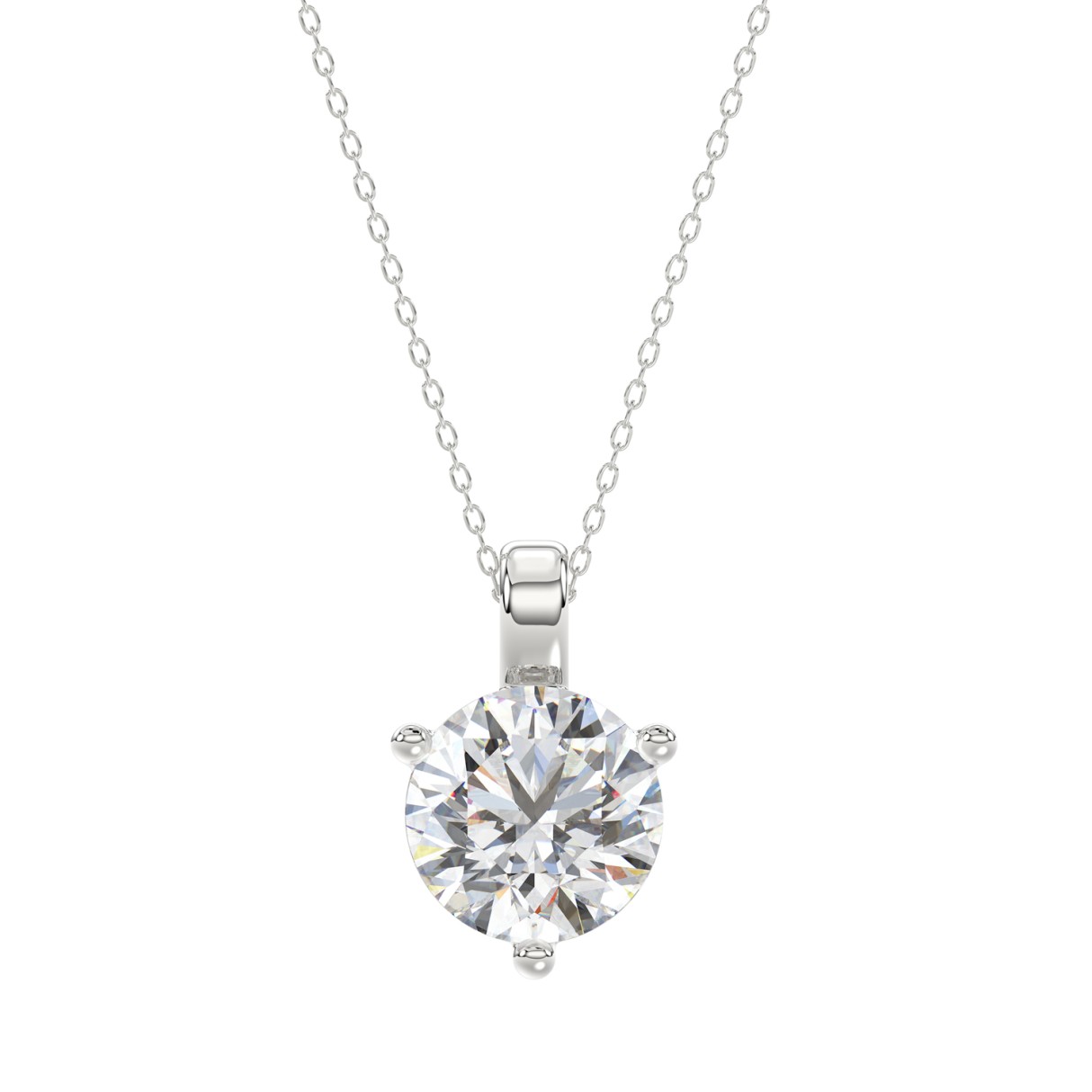 14K WHITE GOLD 2 1/2CT ROUND DIAMOND LADIES SOLITAIRE PENDANT WITH CHAIN