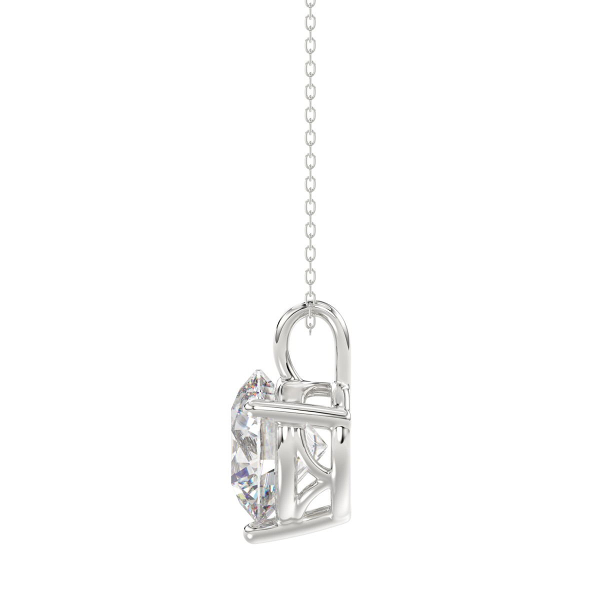 14K WHITE GOLD 2 1/2CT ROUND DIAMOND LADIES SOLITAIRE PENDANT WITH CHAIN