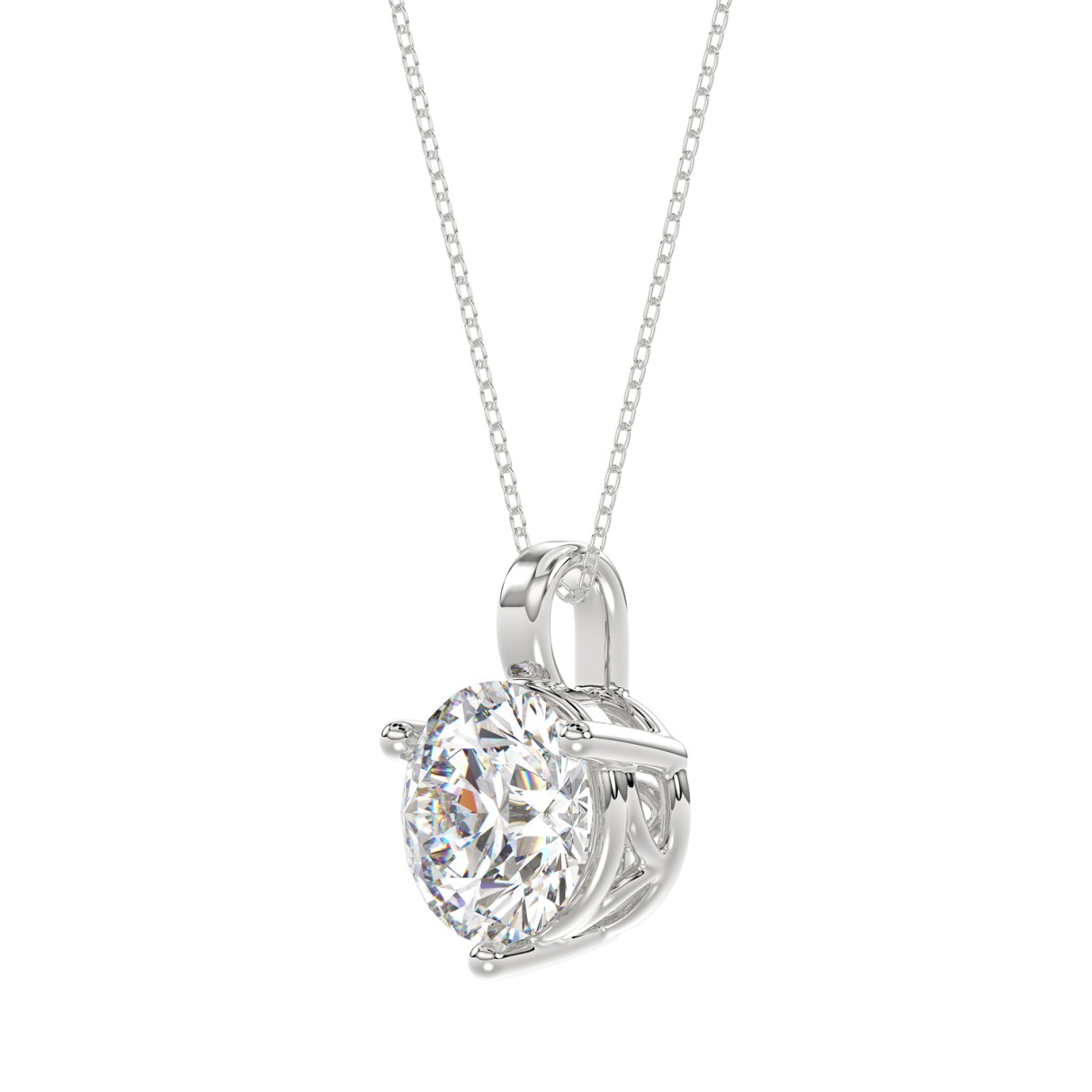 14K WHITE GOLD 2 1/2CT ROUND DIAMOND LADIES SOLITAIRE PENDANT WITH CHAIN