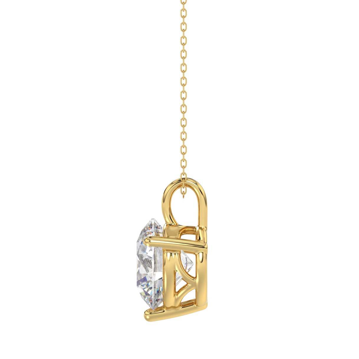 14K YELLOW GOLD 2 1/2CT ROUND DIAMOND LADIES SOLITAIRE PENDANT WITH CHAIN