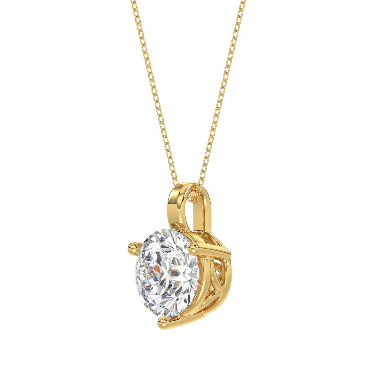 14K YELLOW GOLD 2 1/2CT ROUND DIAMOND LADIES SOLITAIRE PENDANT WITH CHAIN