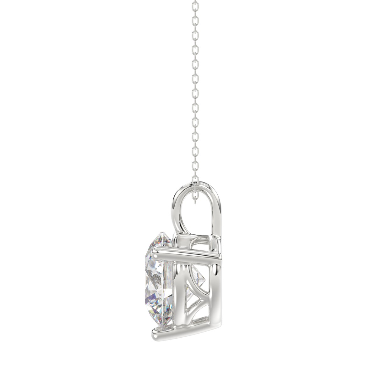 14K WHITE GOLD 3CT ROUND DIAMOND LADIES SOLITAIRE PENDANTS WITH CHAIN