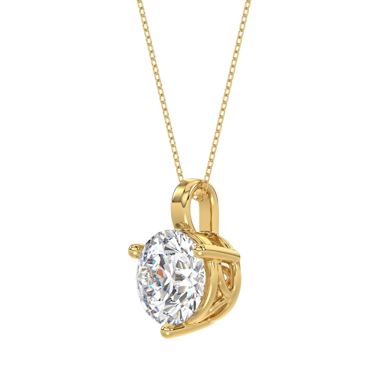 14K YELLOW GOLD 3CT ROUND DIAMOND LADIES SOLITAIRE PENDANTS WITH CHAIN
