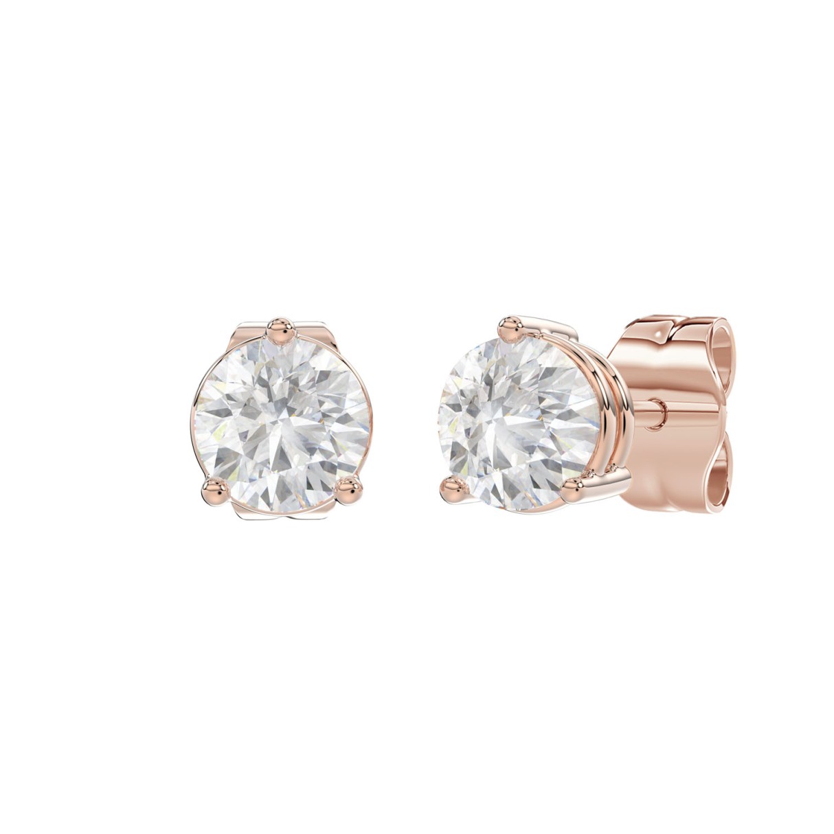 14K ROSE GOLD 1CT ROUND DIAMOND LADIES SOLITAIRE EARRINGS 