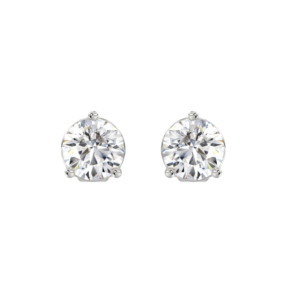 14K WHITE GOLD 1CT ROUND DIAMOND LADIES SOLITAIRE EARRINGS 