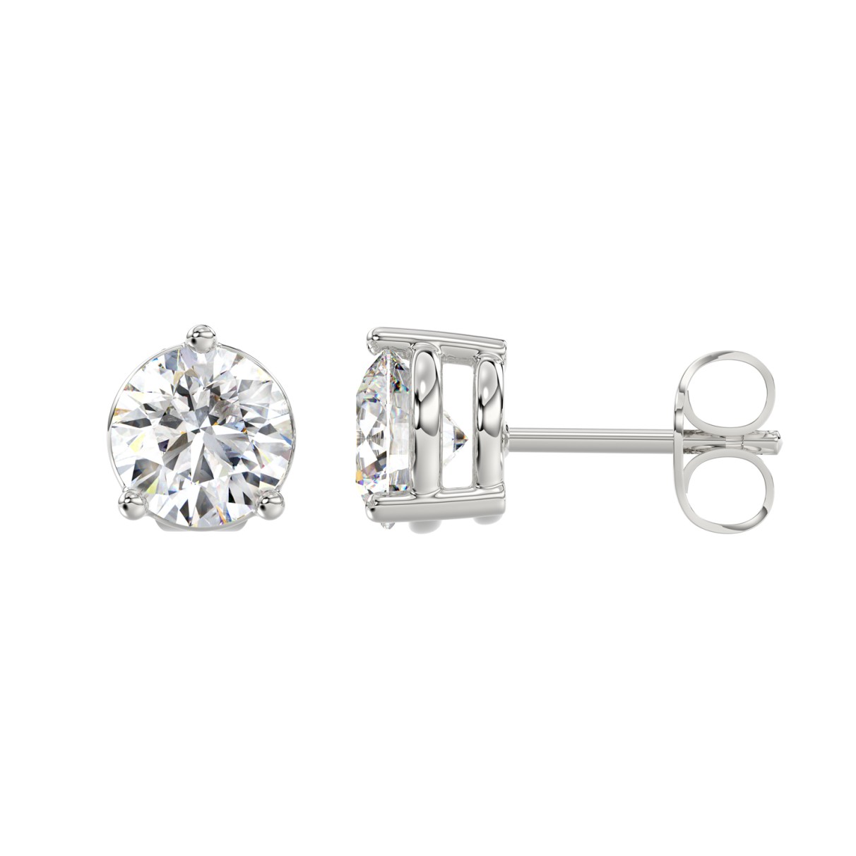 14K WHITE GOLD 1CT ROUND DIAMOND LADIES SOLITAIRE EARRINGS 