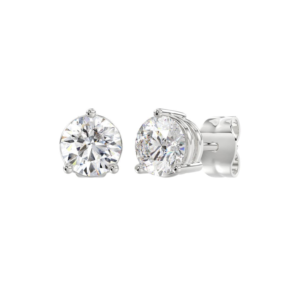 14K WHITE GOLD 1CT ROUND DIAMOND LADIES SOLITAIRE EARRINGS 