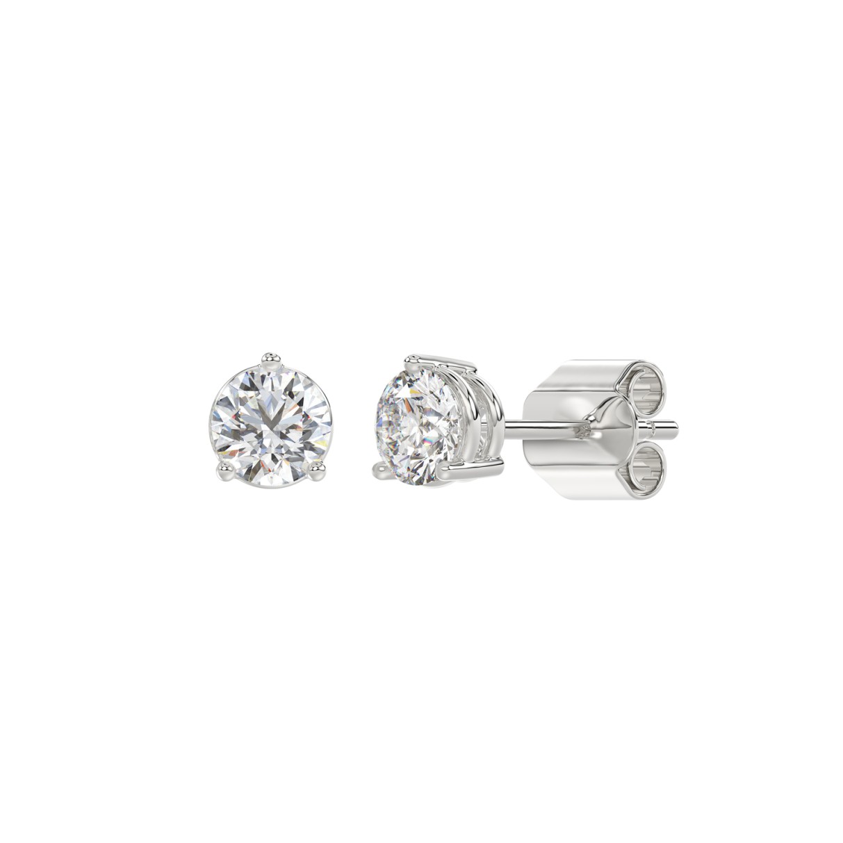 14K WHITE GOLD 1CT ROUND DIAMOND LADIES SOLITAIRE EARRINGS 