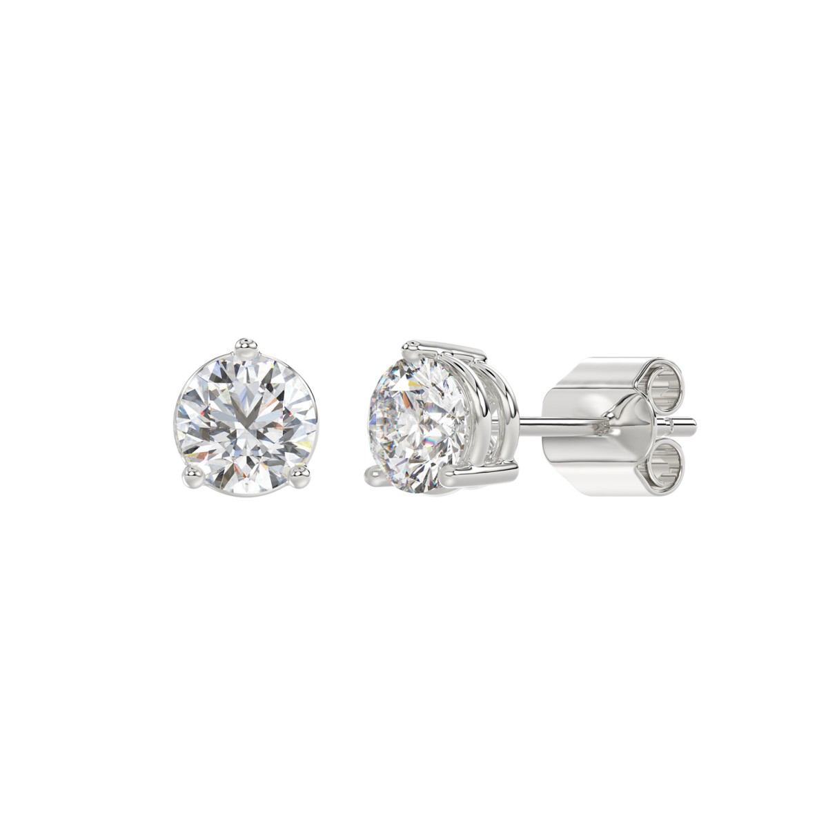 14K WHITE GOLD 2CT ROUND DIAMOND LADIES SOLITAIRE EARRINGS 