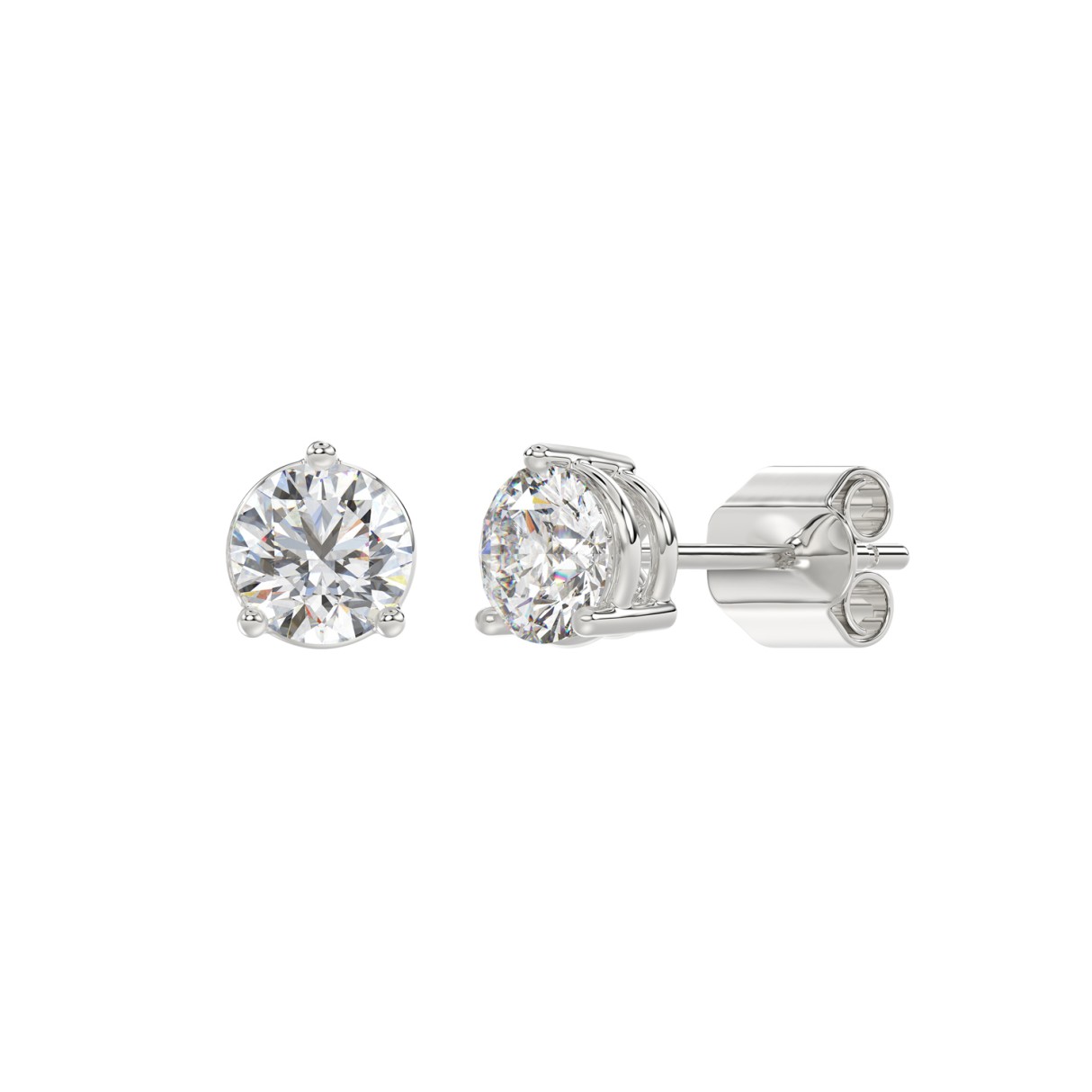 14K WHITE GOLD 2CT ROUND DIAMOND LADIES SOLITAIRE EARRINGS 