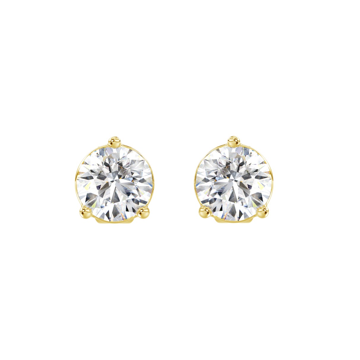 14K YELLOW GOLD 2CT ROUND DIAMOND LADIES SOLITAIRE EARRINGS 