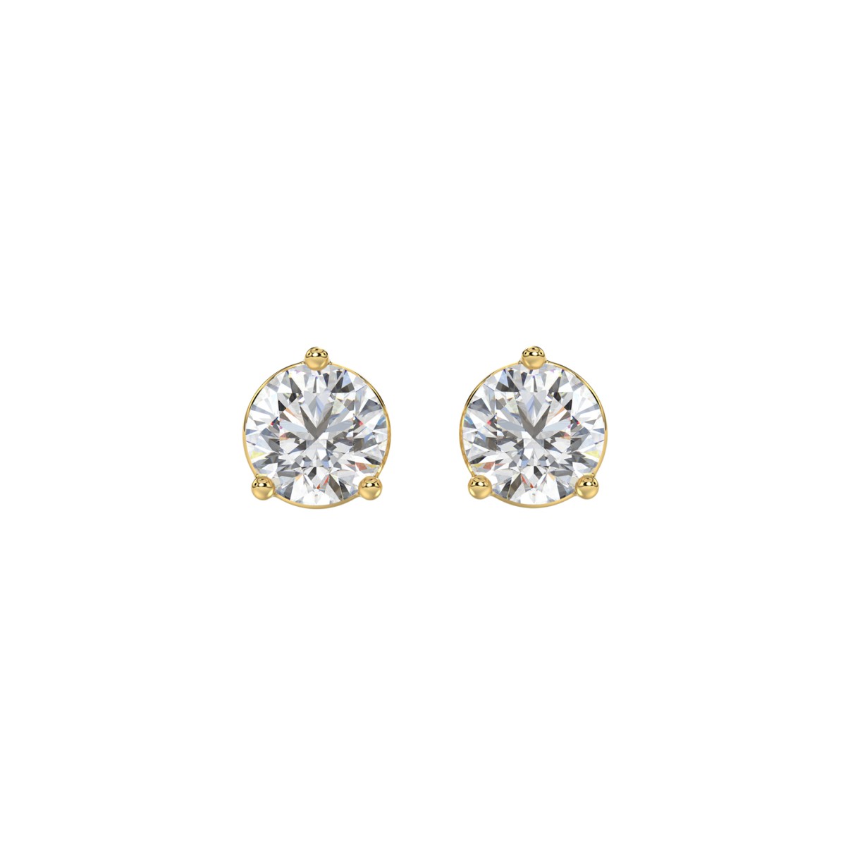 14K YELLOW GOLD 2CT ROUND DIAMOND LADIES SOLITAIRE EARRINGS 