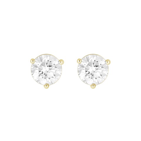 14K YELLOW GOLD 2CT ROUND DIAMOND LADIES SOLITAIRE EARRINGS 