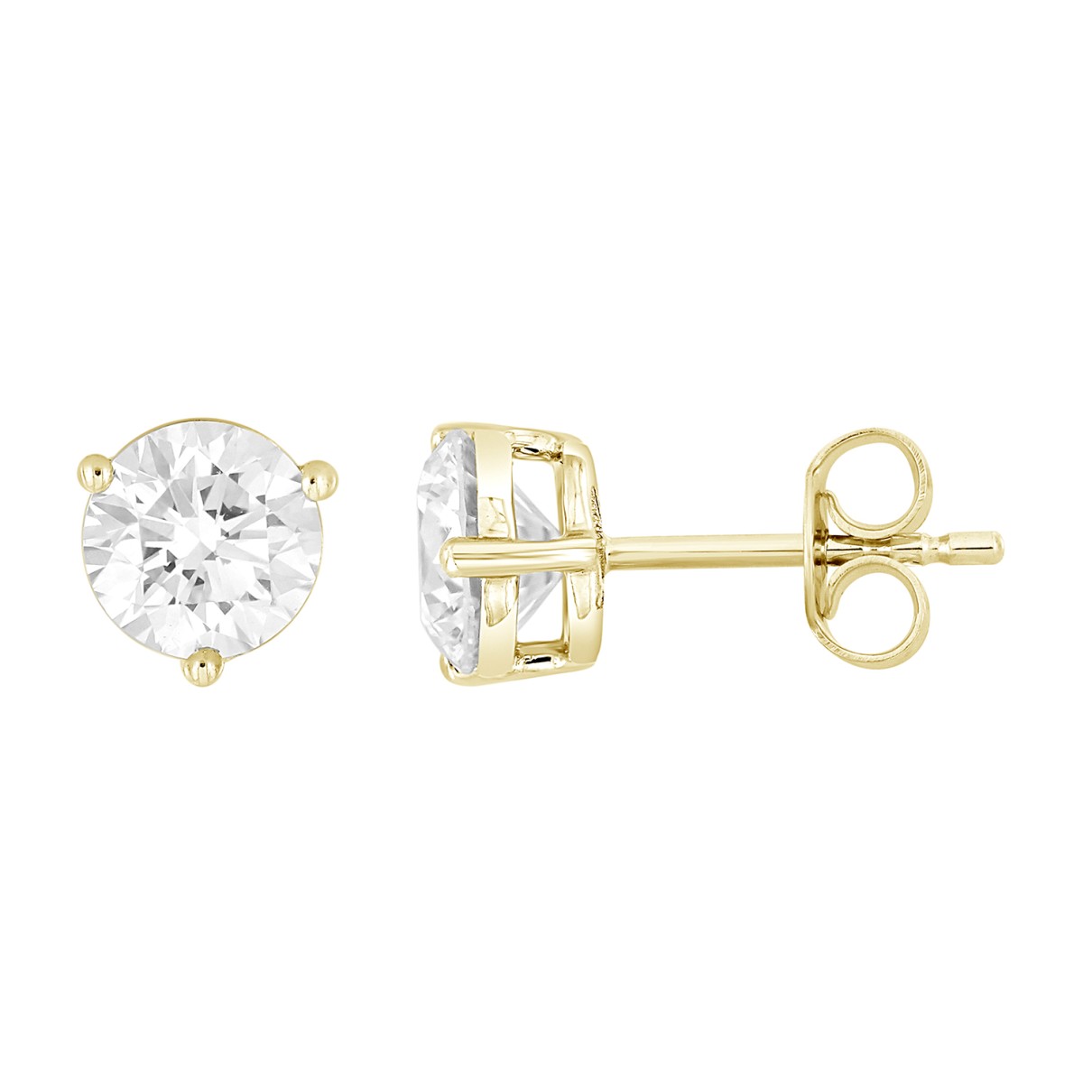 14K YELLOW GOLD 2CT ROUND DIAMOND LADIES SOLITAIRE EARRINGS 