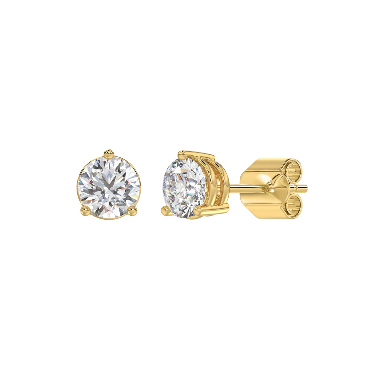 14K YELLOW GOLD 2CT ROUND DIAMOND LADIES SOLITAIRE EARRINGS 