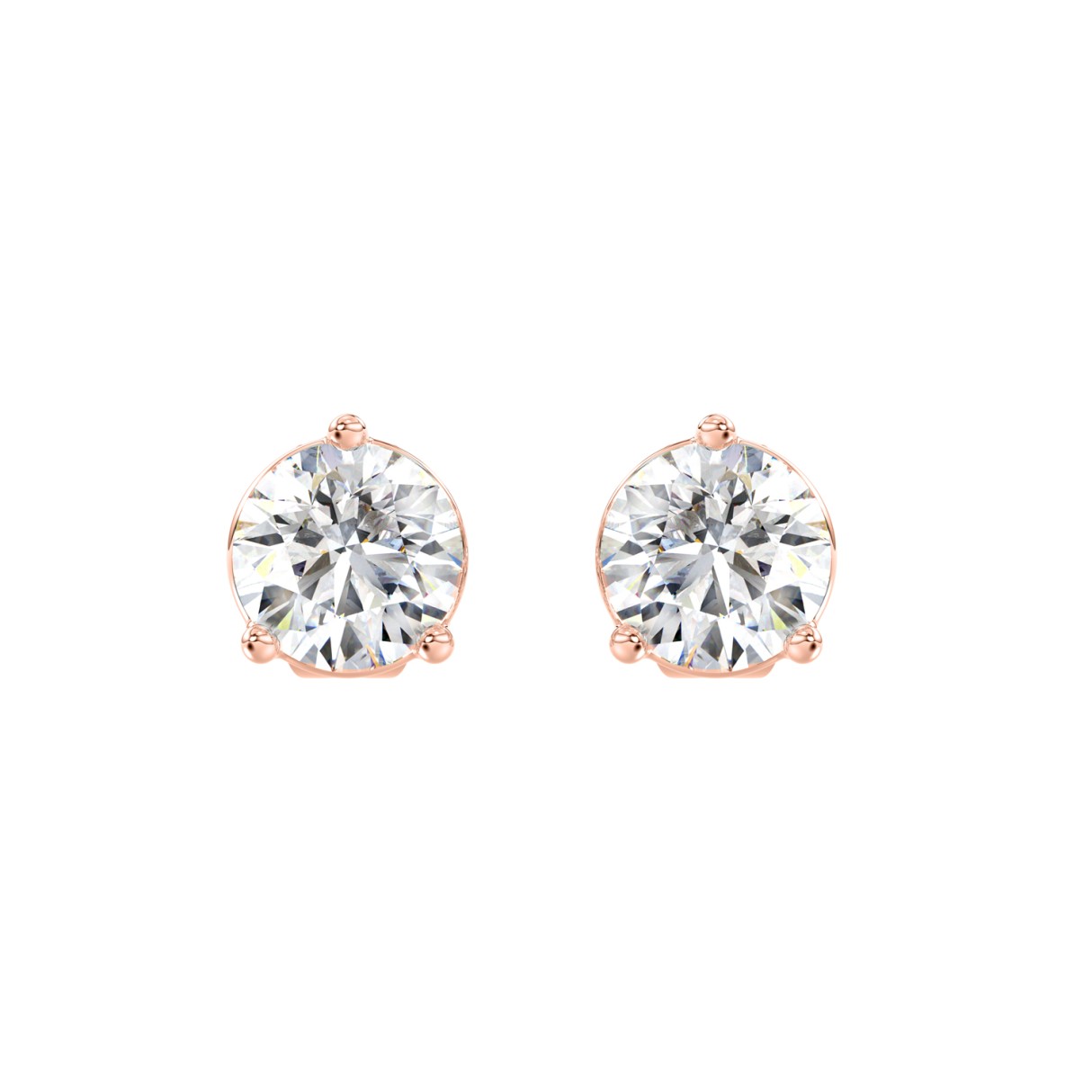 14K ROSE GOLD 3CT ROUND DIAMOND LADIES SOLITAIRE EARRINGS (CENTER STONE  ROUND DIAMOND 1 1/2CT)