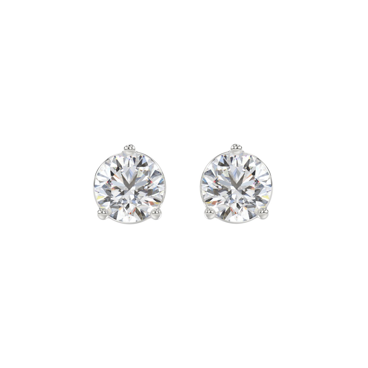 14K WHITE GOLD 3CT ROUND DIAMOND LADIES SOLITAIRE EARRINGS (CENTER STONE  ROUND DIAMOND 1 1/2CT)