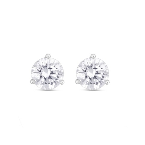 14K WHITE GOLD 3CT ROUND DIAMOND LADIES SOLITAIRE EARRINGS 