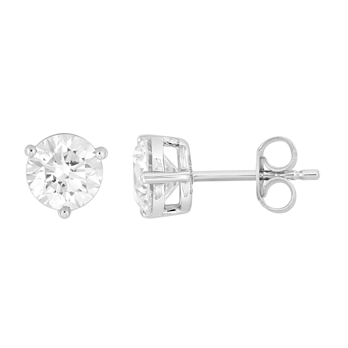 14K WHITE GOLD 3CT ROUND DIAMOND LADIES SOLITAIRE EARRINGS 