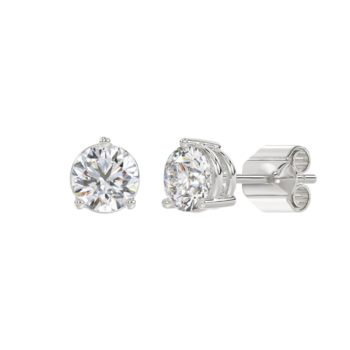 14K WHITE GOLD 3CT ROUND DIAMOND LADIES SOLITAIRE EARRINGS (CENTER STONE  ROUND DIAMOND 1 1/2CT)