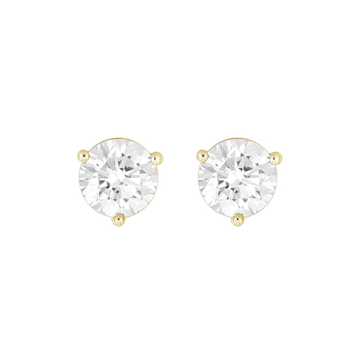 14K YELLOW GOLD 3CT ROUND DIAMOND LADIES SOLITAIRE EARRINGS 