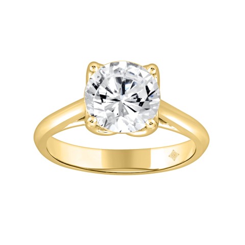 14K YELLOW GOLD 2 1/2CT ROUND DIAMOND LADIES SOLITAIRE RING