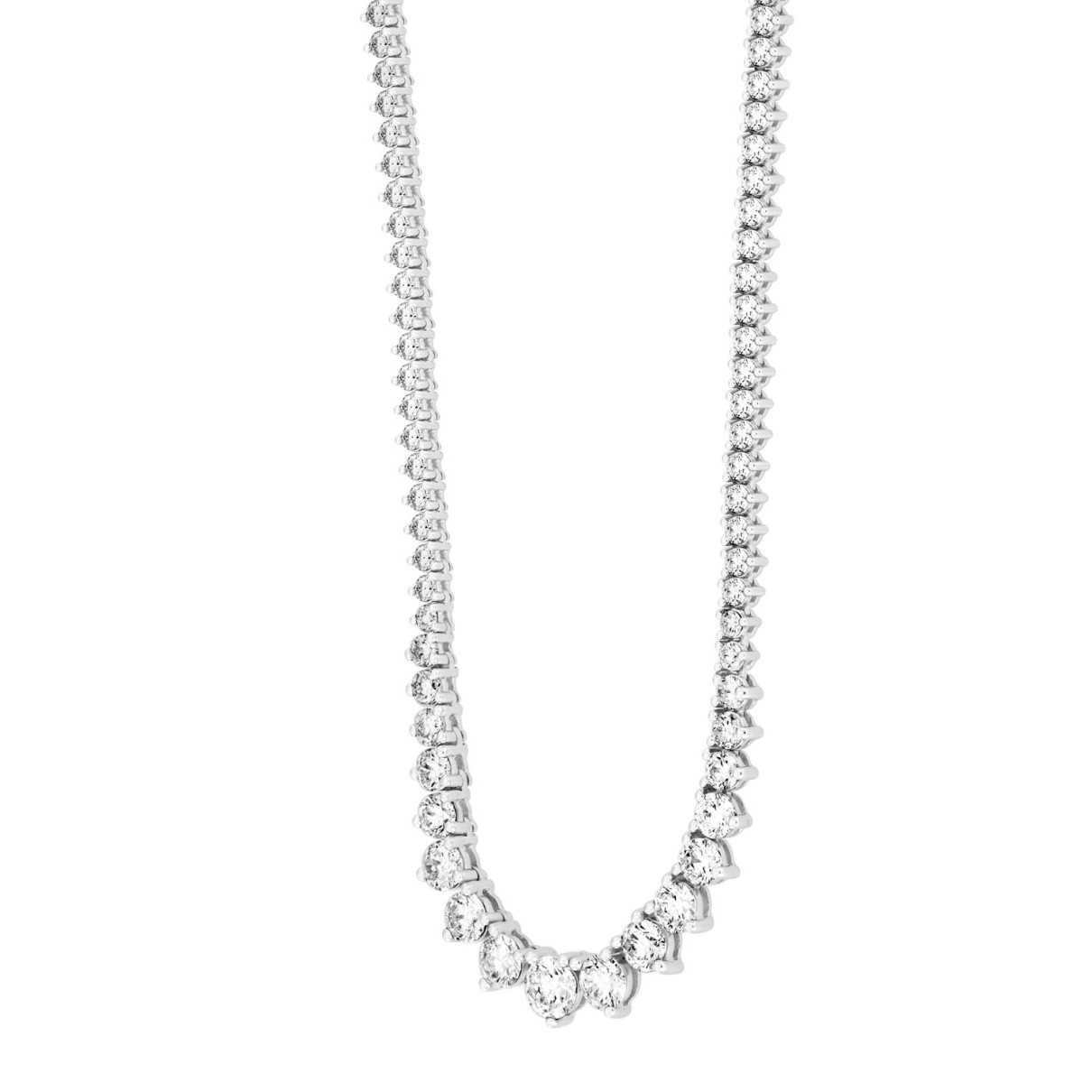 LADIES NECKLACE 7CT ROUND DIAMOND 14K WHITE GOLD